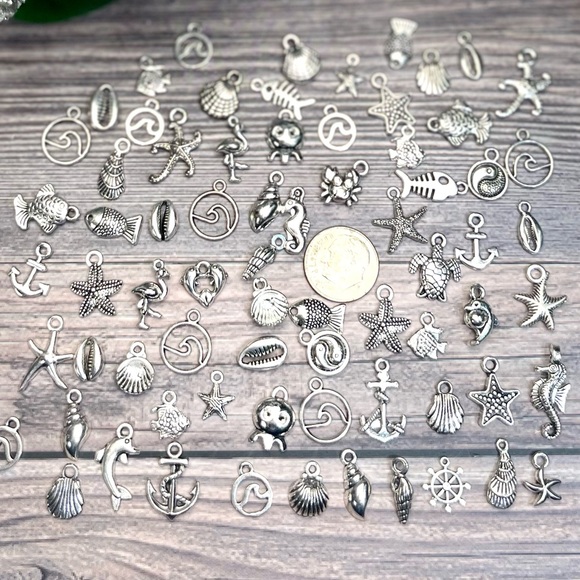 100pc Tib Silver NAUTICAL Mini Charms & MORE JEWELRY KEYCHAIN MAKING DIY BUNDLE - Picture 16 of 16